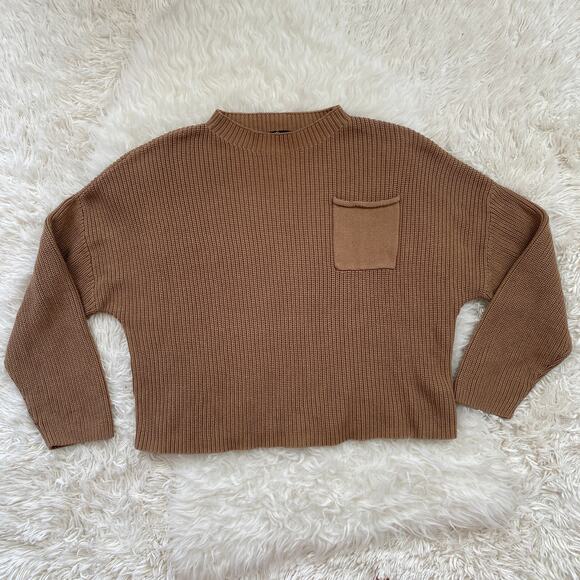 Lillusory Boxy Cropped Fit Cotton Sweater in Mocha, size XL - Picture 1 of 8